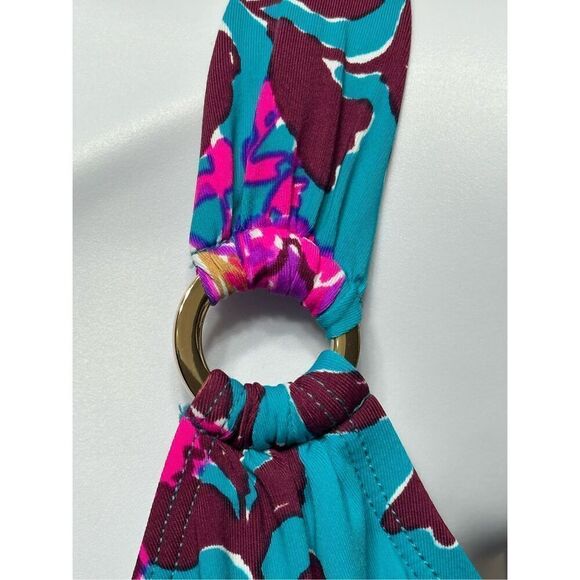 Lily Pulitzer Blue Pink Ruched Tummy Control Swim Top Size 2 - Picture 4 of 11